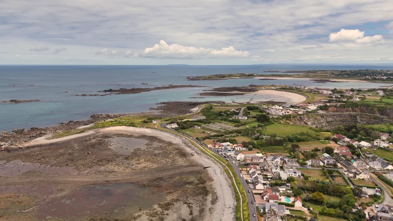 Aerial View of a Coastal Town in Ireland