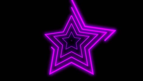 neon lines stars shape drawning on with full loop-ready rotation. purple colored bright lines on black background