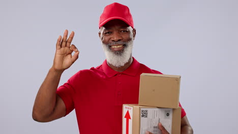 delivery boxes, mature black man