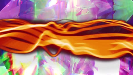animación de ondas naranjas que se mueven sobre cristales brillantes.