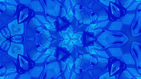 3d elegante abstracto en bucle bg como patrón simétrico ondulado como estructura caleidoscópica con ondas, vidrio líquido azul con hermosos colores de gradiente. 4k animado fluido colorido de moda