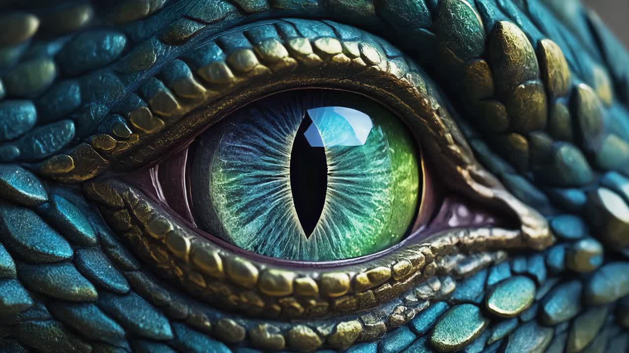 Detailed Close-up of a Dragon's Eye and Scales