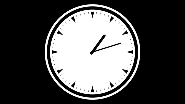 Spinning clock on black background, seamless loop