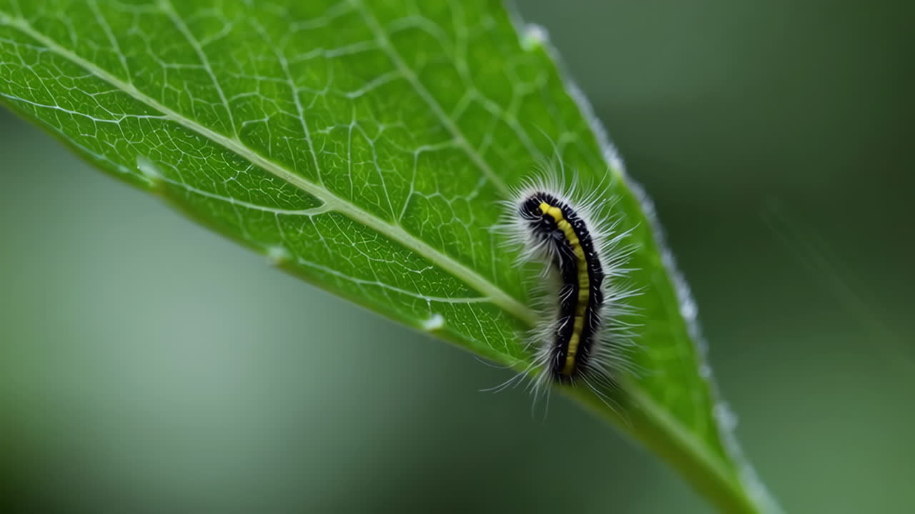 oruga en una hoja