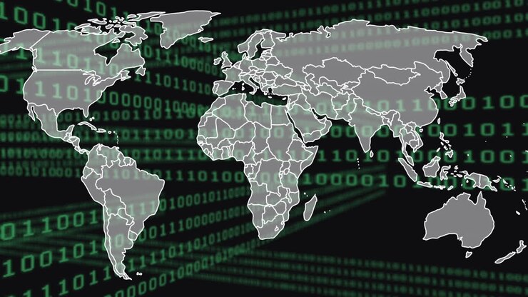 Animation of data processing over world map