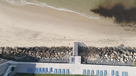 tranquility of a beach seen from a drone in dennis port, nantucket sound, massachusetts, morning