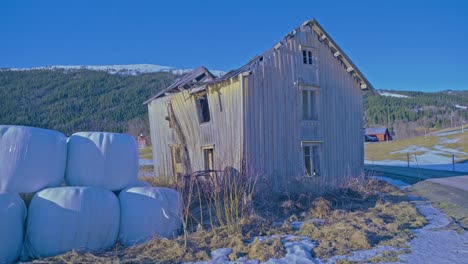 old dilapidated house in a rural village in norway