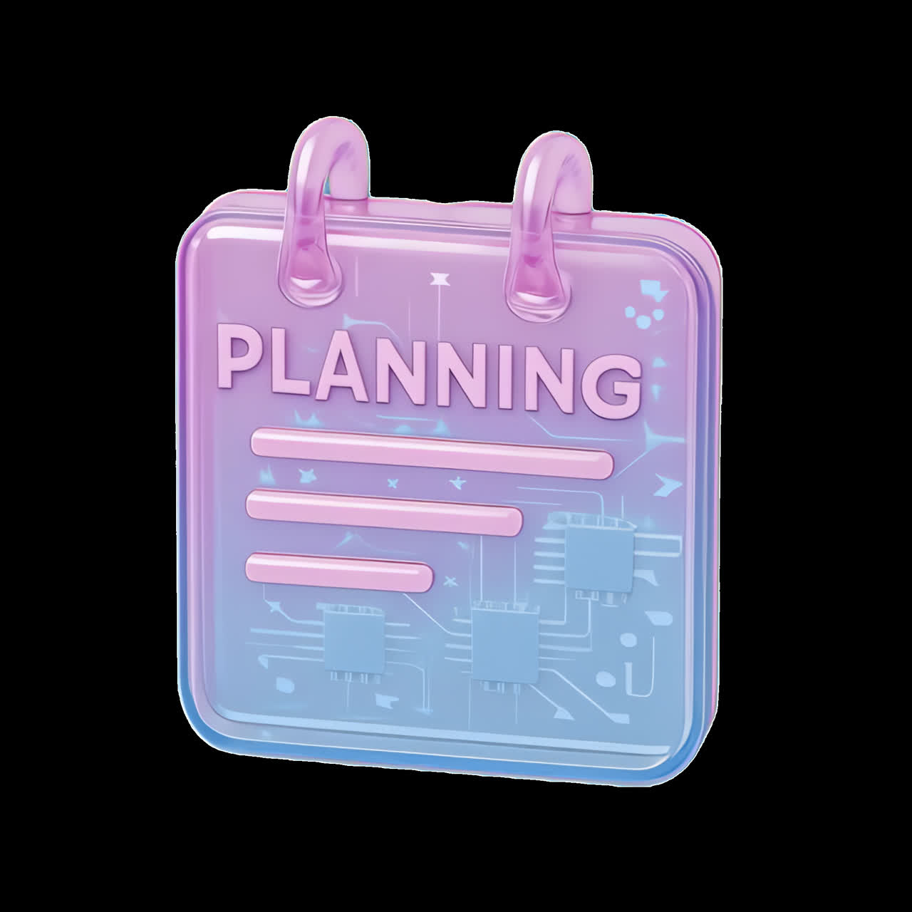 Futuristic holographic planning icon animation isolated asset, transparent 4K video, alpha channel