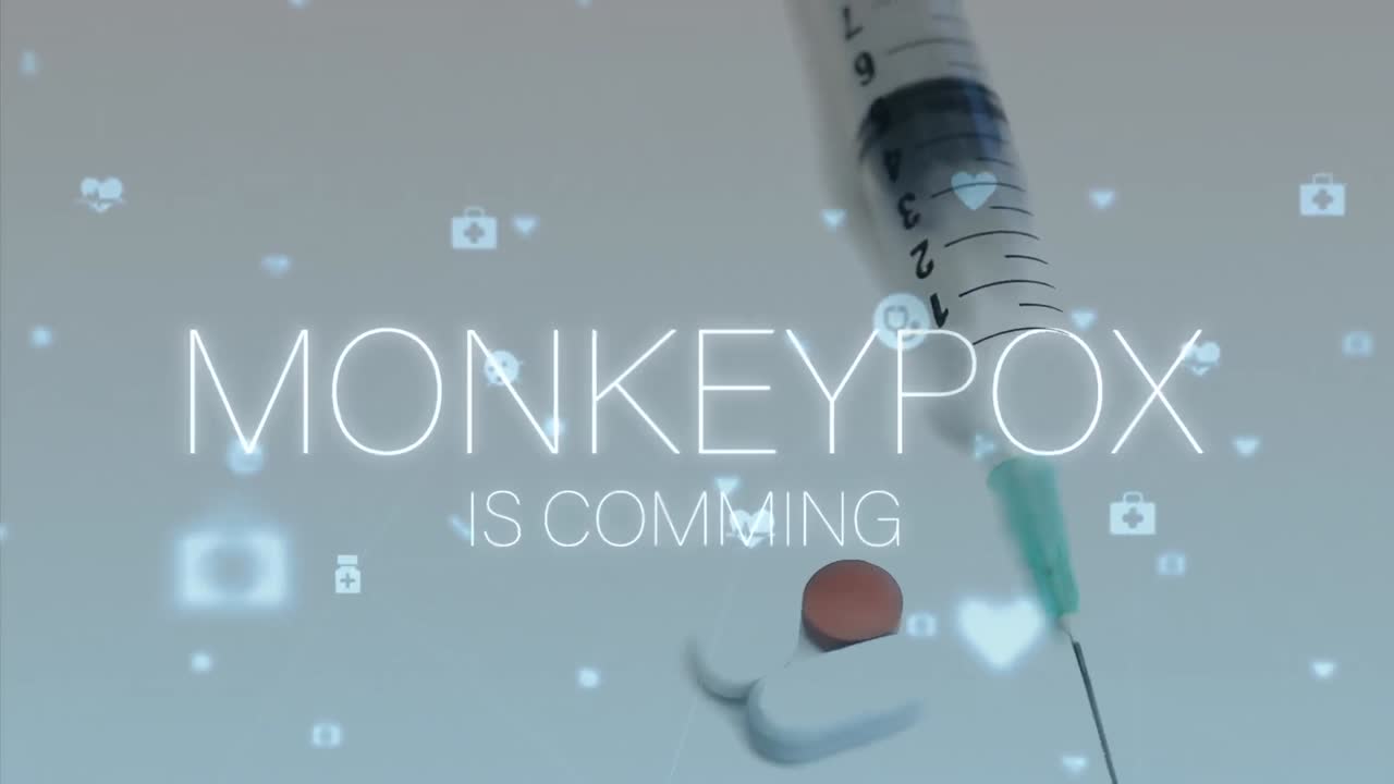 아이콘과 주사기 위에 원 ⁇ 이 천연두의 애니메이션