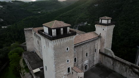 rocca albornoziana medieval fortress in spoleto, italy - aerial shot