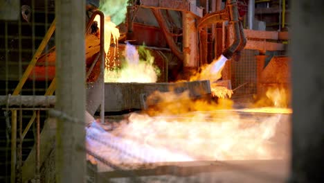 slow motion of metalworking furnace