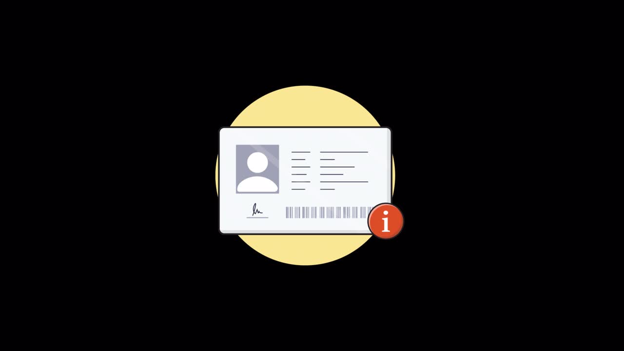 Animated Illustration of an ID Card with Information Icon
