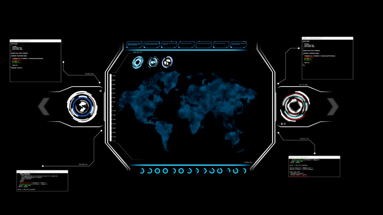 카드 데이터 hud pi bar 텍스트 박스 테이블 및 미래 기술 개념을위한 어두운 추상적인 배경에 있는 요소