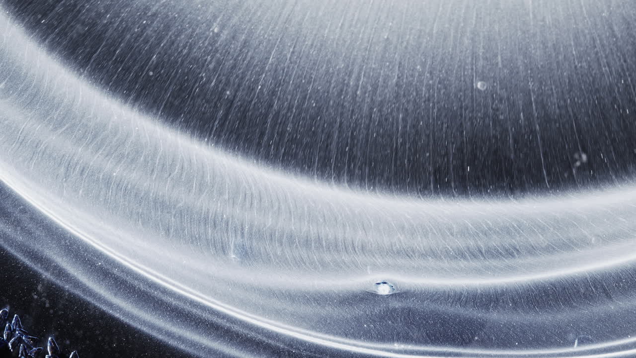 Abstract white ink creates radiant rings in this artistic macro fluid motion