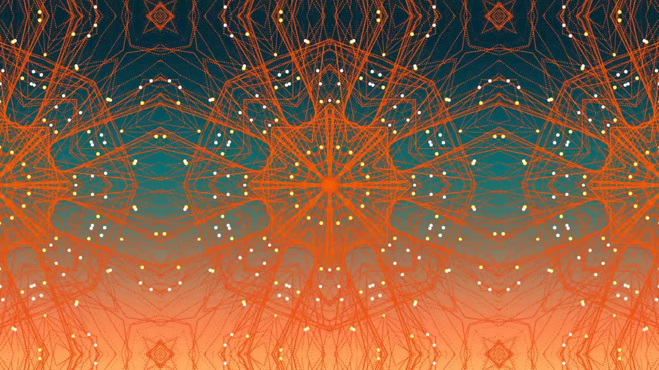 animación digital de formas caleidoscópicas rojas que se mueven en movimiento hipnótico contra un fondo verde