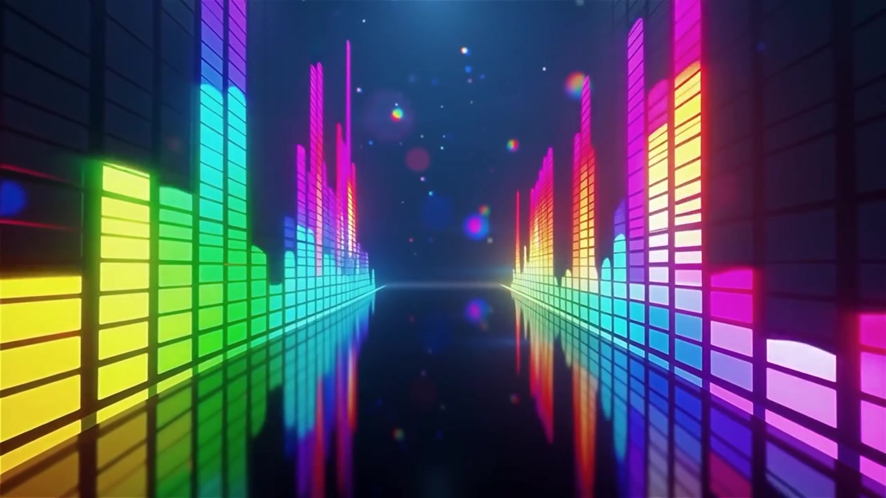 Futuristic Rainbow Neon Music Equalizer Visualizer Background