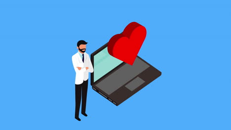 tecnología de telemedicina con portátil y médico
