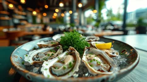 fresh oysters in a luxury restaurant