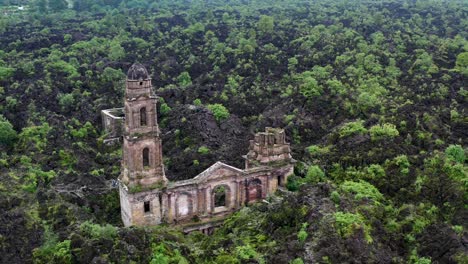 fast orbit of paricutin volcano church in san juan parangaricutiro