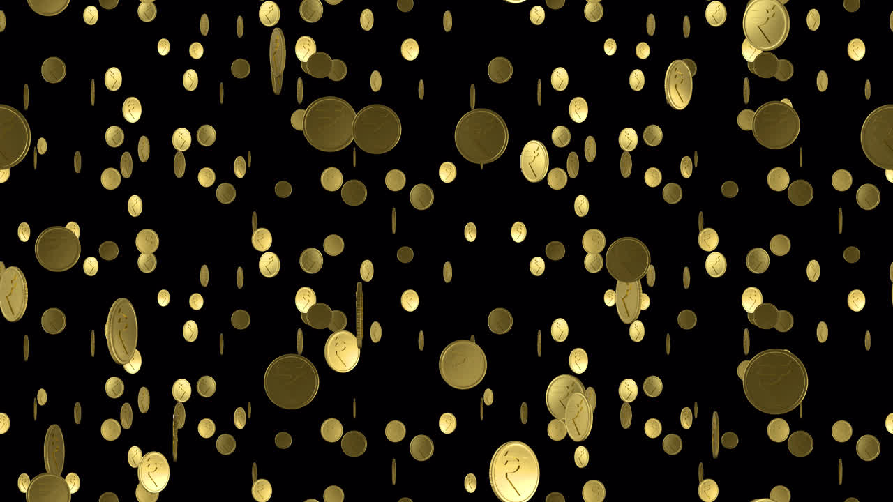 moneda de oro rupia dinero bucle azulejos cayendo con alfa