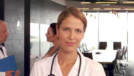 beautiful doctor smiling to camera