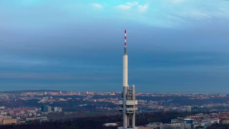 tv tower drone flight rotate sky