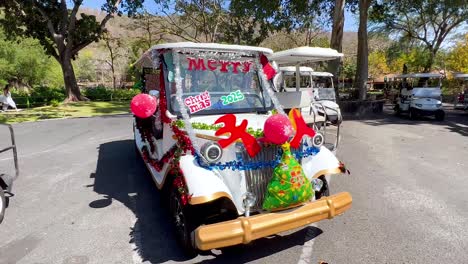 decorated golf cart celebrating christmas in thailand