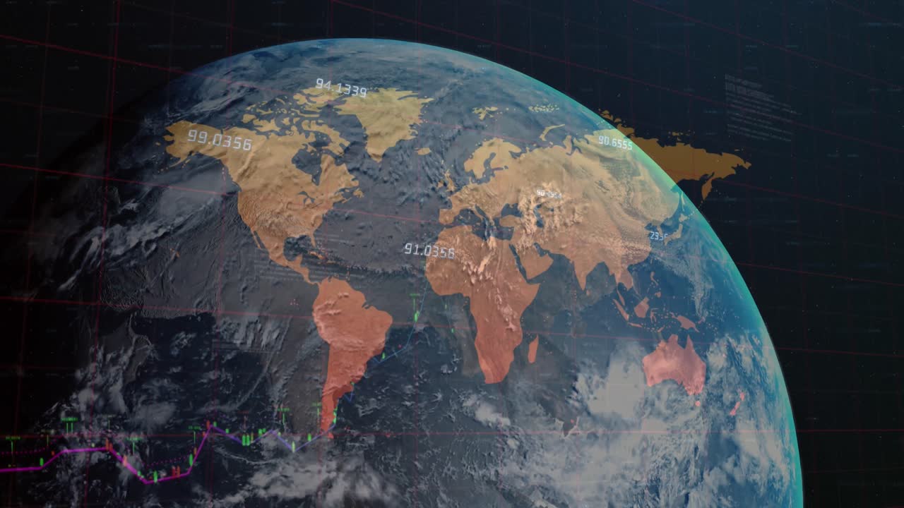 animación del globo girando sobre el mapa del mundo y fondo negro