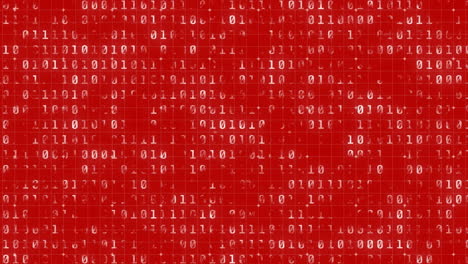 animation of binary coding and data processing on red background