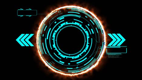 tecnología futurista holográfica digital elemento de fuego energía energía efecto de brillo flecha láser azul y dos borde de llamada con cambio numérico azul a tono rojo