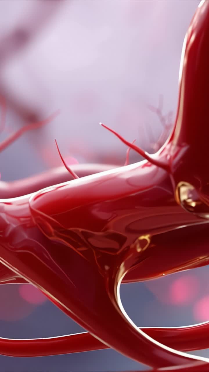Dynamic Visualization of Red Blood Vessels in Motion, Highlighting Structure and Fluidity in the Human Body's Circulatory System in High-Resolution Details