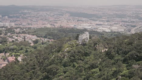 Beautiful-city-of-Sintra-in-wide-angle-view-from-above