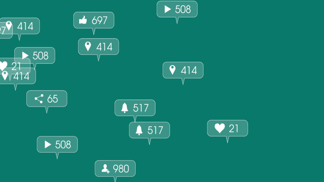 Animation of social media data processing over green background