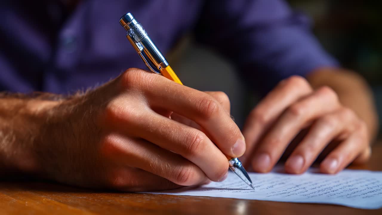 Captivating Moments of Handwriting: The Art of Writing with a Pen on Paper, Showcasing the Elegance and Intention Behind Every Written Word in Focused Composition