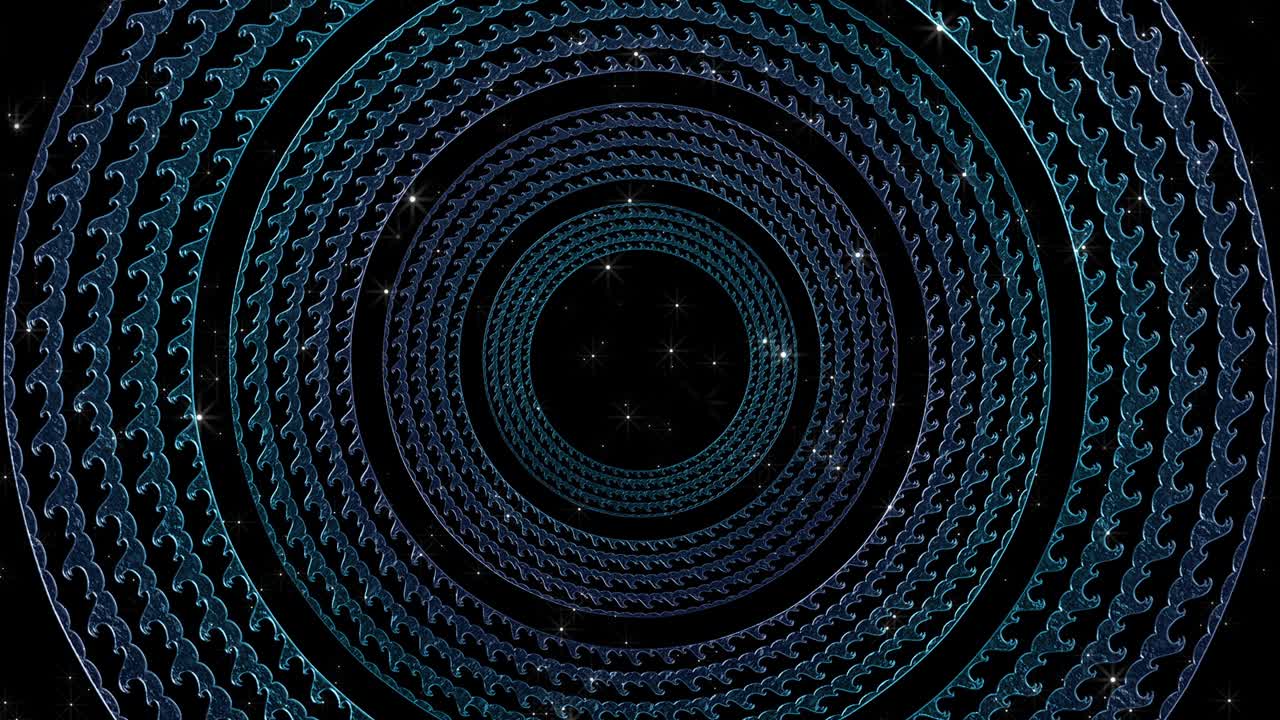 ornamento marino. un túnel de anillos giratorios. vidrio de colores.