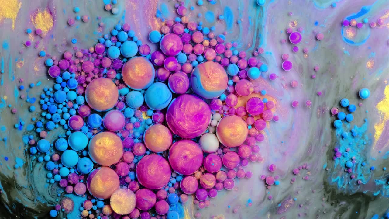 다채로운 페인트와 거품 추상적인 배경 4k 비디오