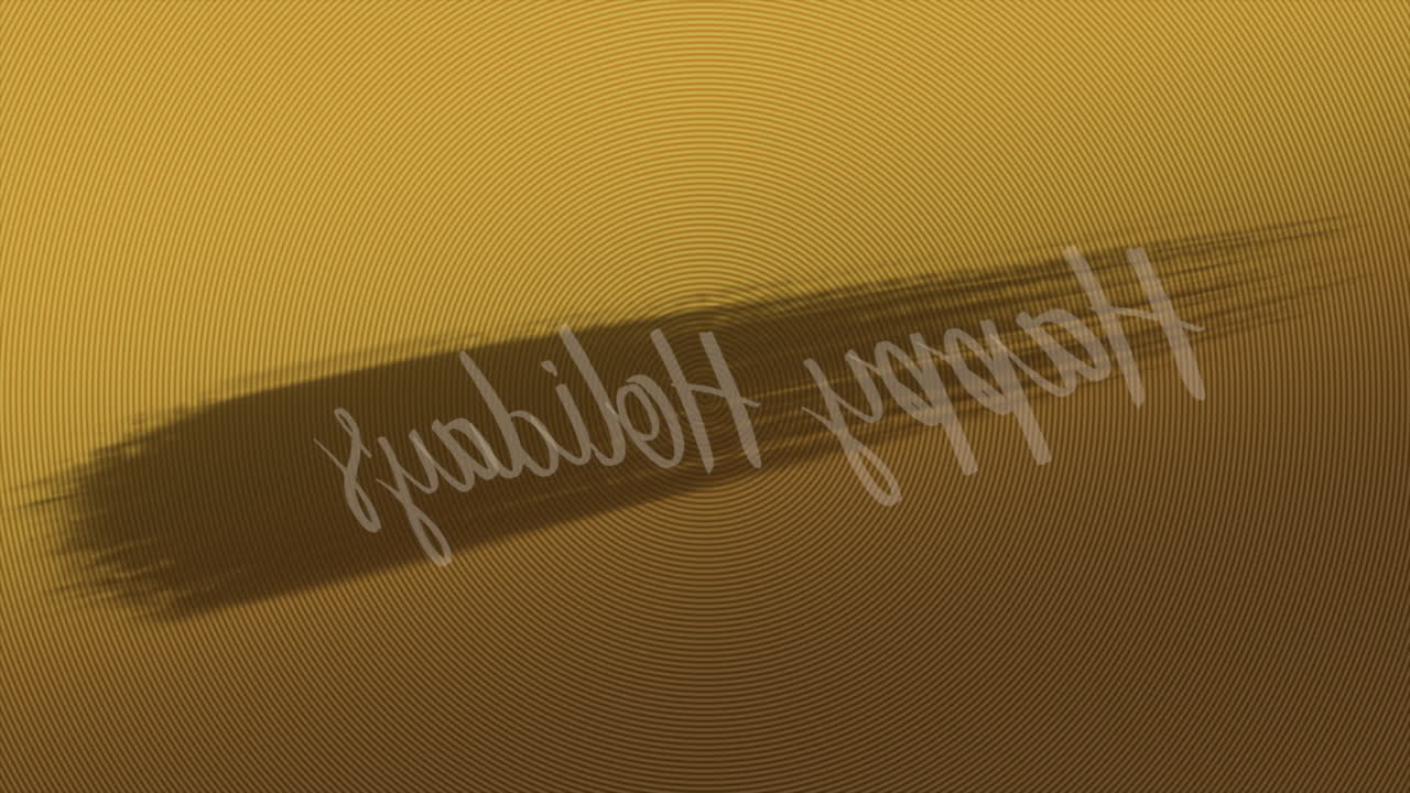 Simple and elegant gold holiday greeting Happy Holidays in white text on a festive brown and gold gradient background