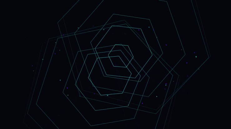 Abstract Geometric Hexagon Animation with Floating Particles