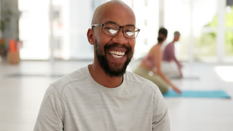 face, meditation and yoga with black man