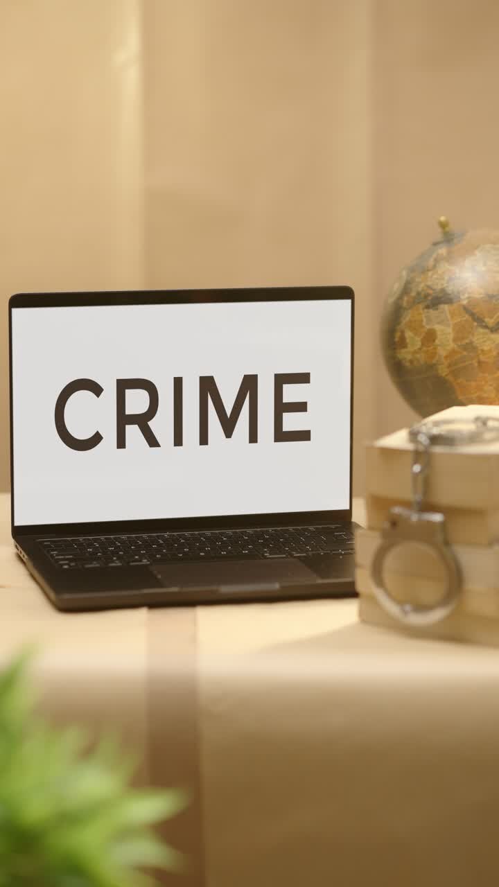 VIDEO VERTICALE DI UN CRIMINE VISUALIZZATO SU SCHERMO DI UN LAPTOP LEGALE