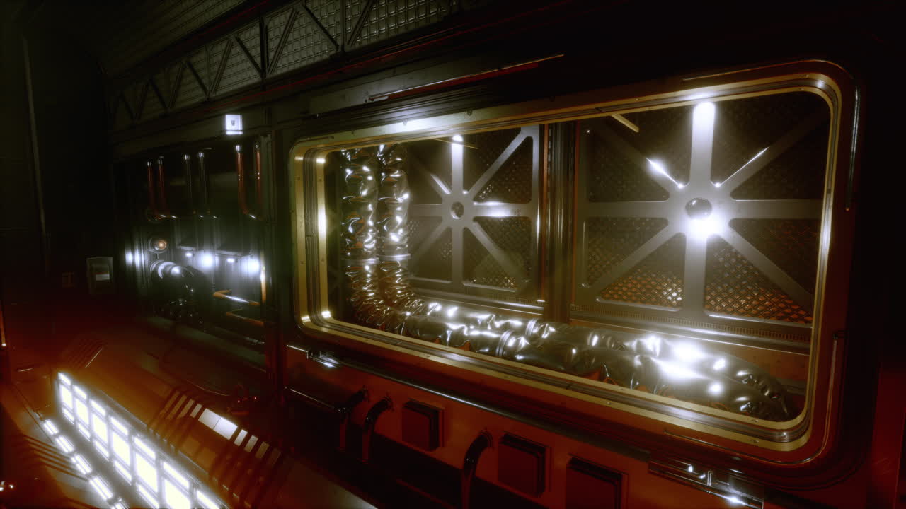 corredor de nave espacial realista y futurista de ciencia ficción