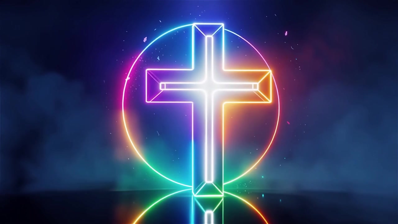 Croce Cristiana Luce Celestiale Sfondo per il Culto.