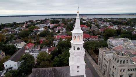 aerial orbit around st michaels church in charleston sc, south carolina