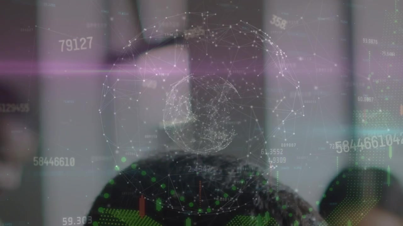 Digital Data Visualization Overlaid on Business Meeting