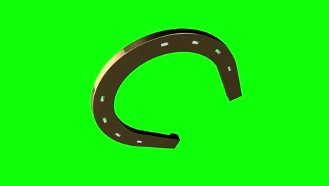 rotating metallic horseshoe on green screen