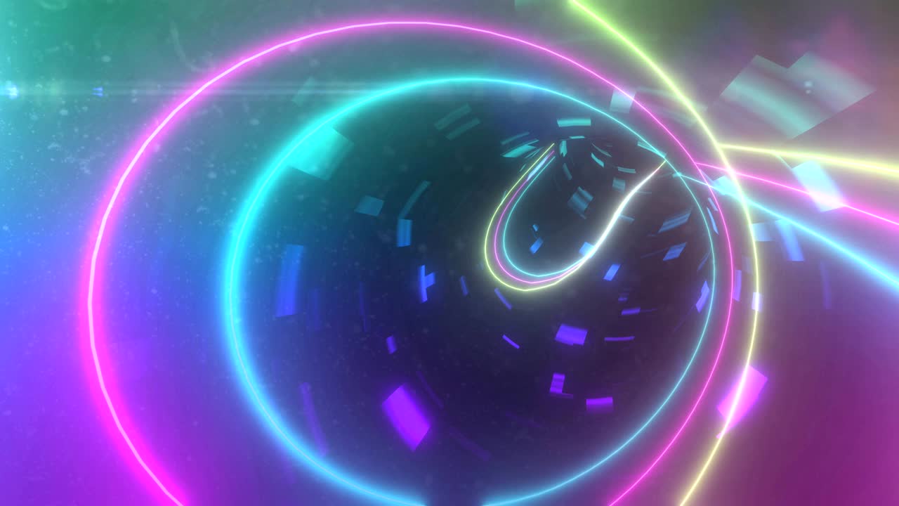 원활한 루프로 움직이는 다채로운 불빛으로 터널의 애니메이션