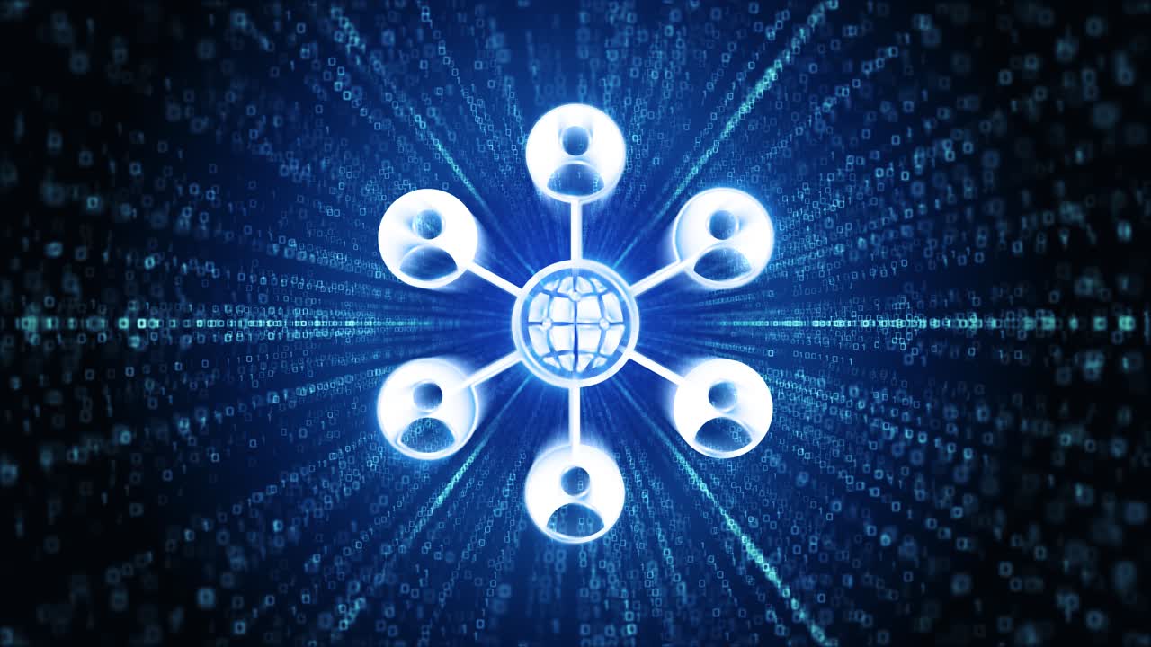 Social media network icon digital cyber space loop technology tunnel animation global communication