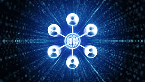 social media network icon digital cyber space loop technology tunnel animation global communication
