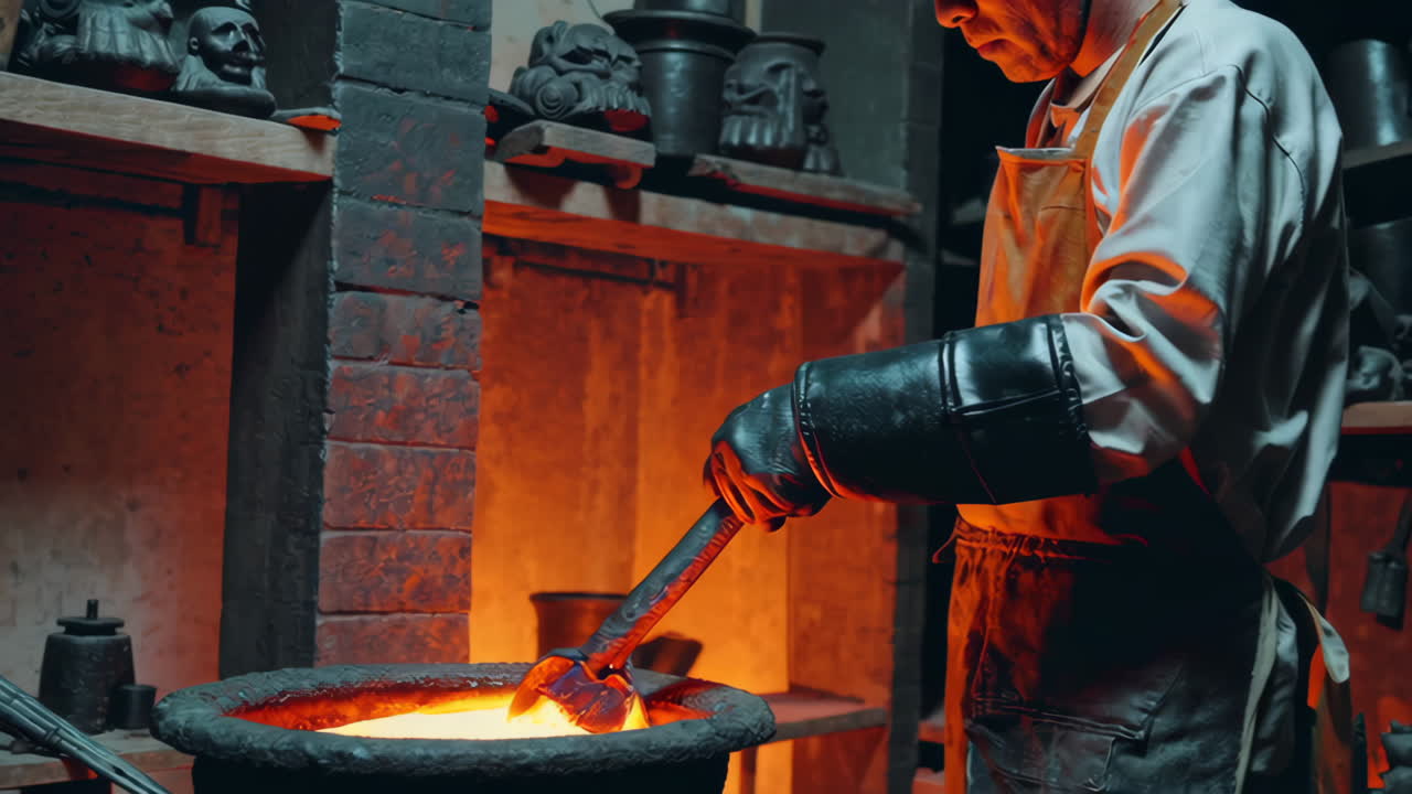 Metalworker Working in a Forge