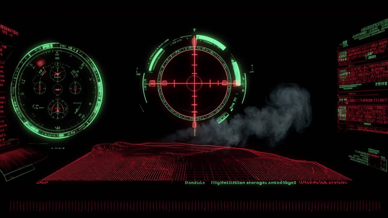 Futuristisk HUD-interface med målsøgningssystem og datavisning